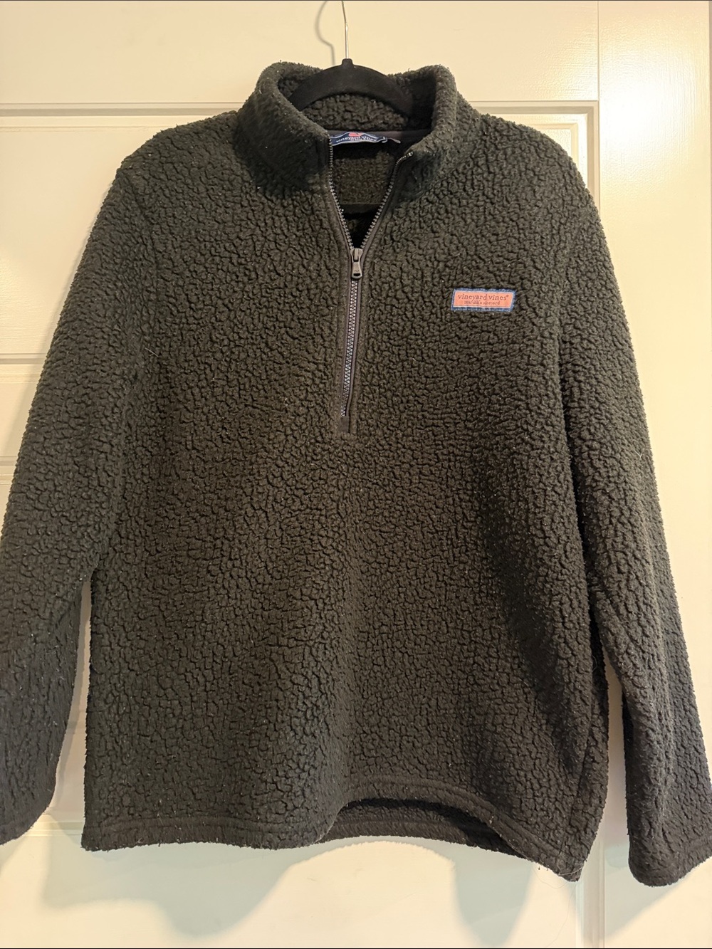 Vineyard Vines Men's Olive Green Sherpa Half-Zip Pullover